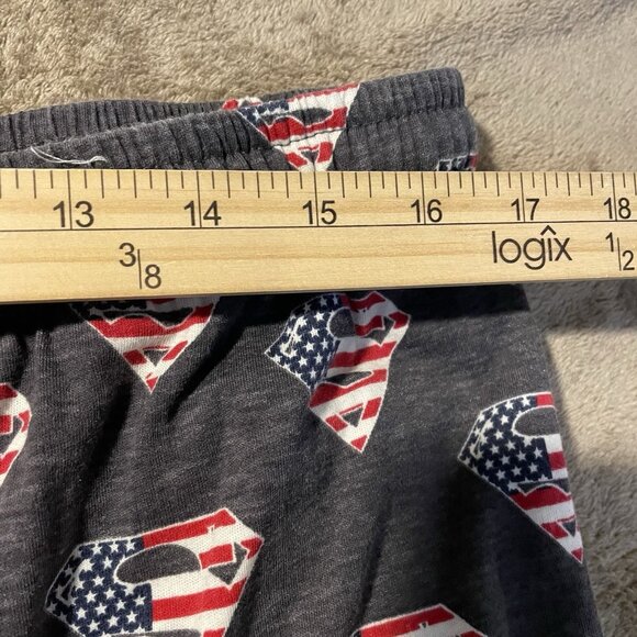 Superman Pajama Pants Mens XL American Flag Gray Drawstring Lounge Comfort - Picture 5 of 7